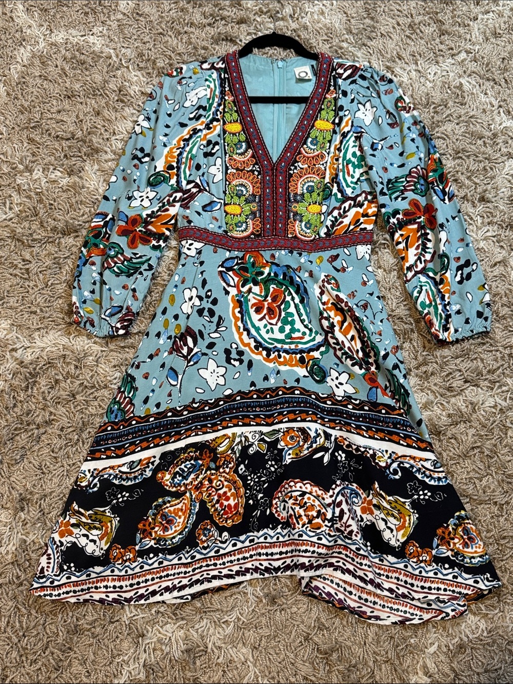 Akemi + Kin Anthropologie Beaded Boho V-Neck Mini Dress size 4 - Picture 16 of 16